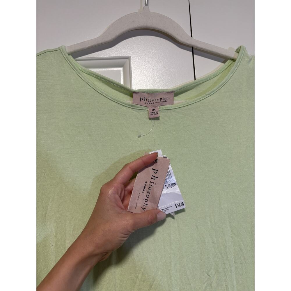 Philosophy Woman Light Green Short Sleeve Shirt 2X - Picture 3 of 7